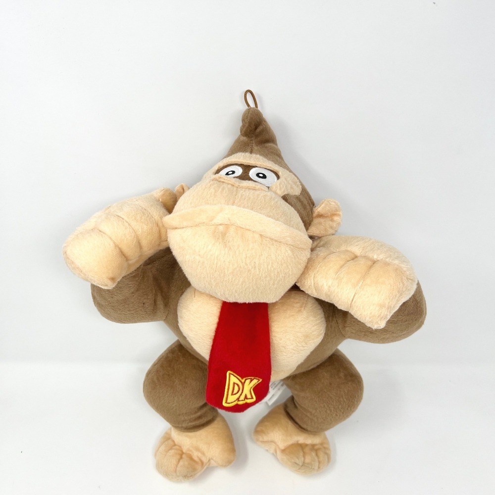 Nintendo Donkey Kong Plush Super Mario Stuffed Animal Brown 2024 Red Tie DK Logo
